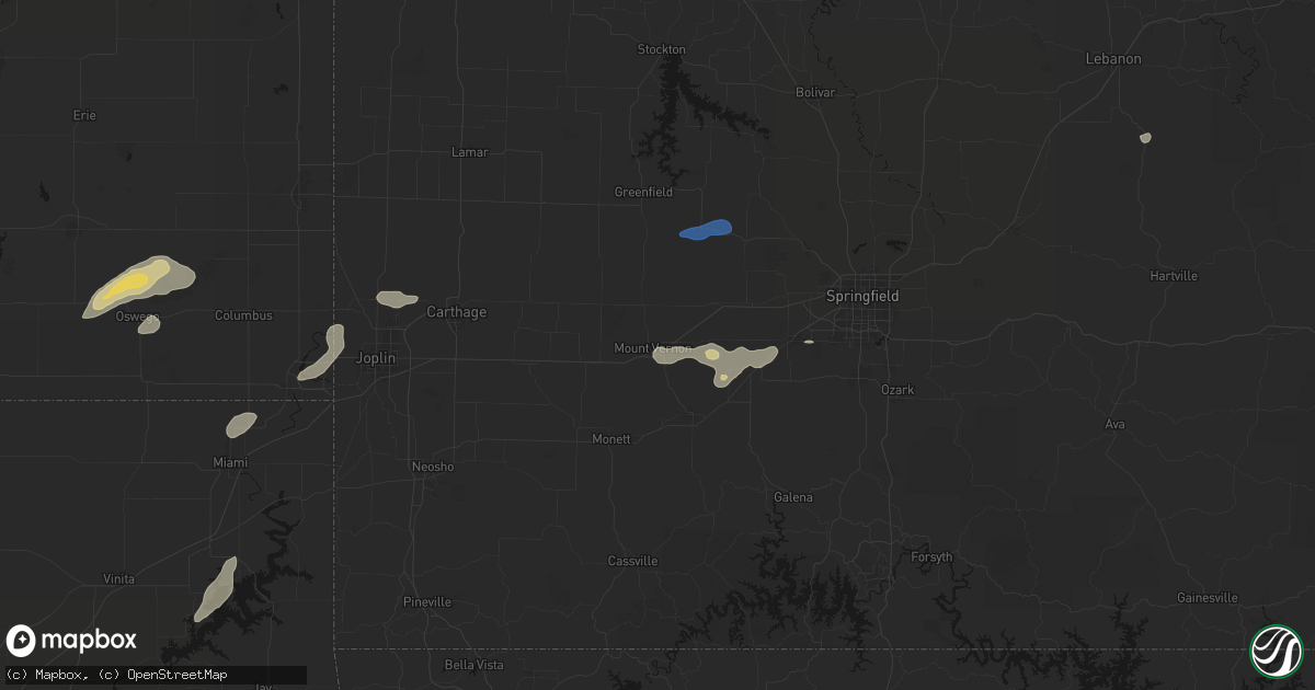 Hail map in Mount Vernon, MO on September 20, 2026