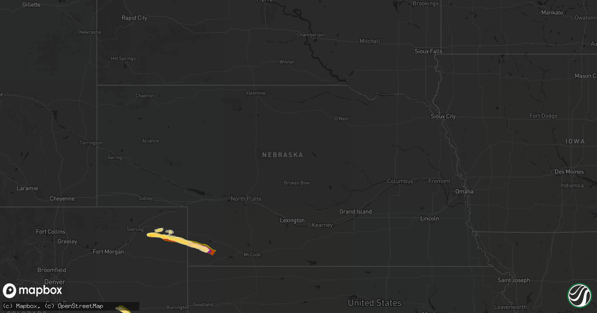 Hail map in Nebraska on September 20, 2026