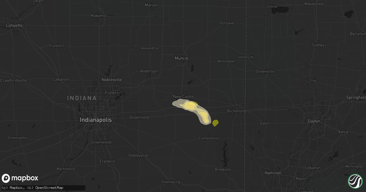 Hail map in New Castle, IN on September 20, 2026