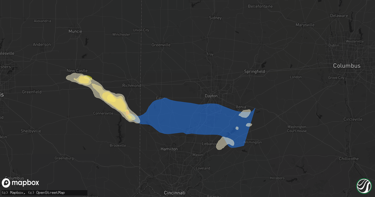 Hail map in New Lebanon, OH on September 20, 2026