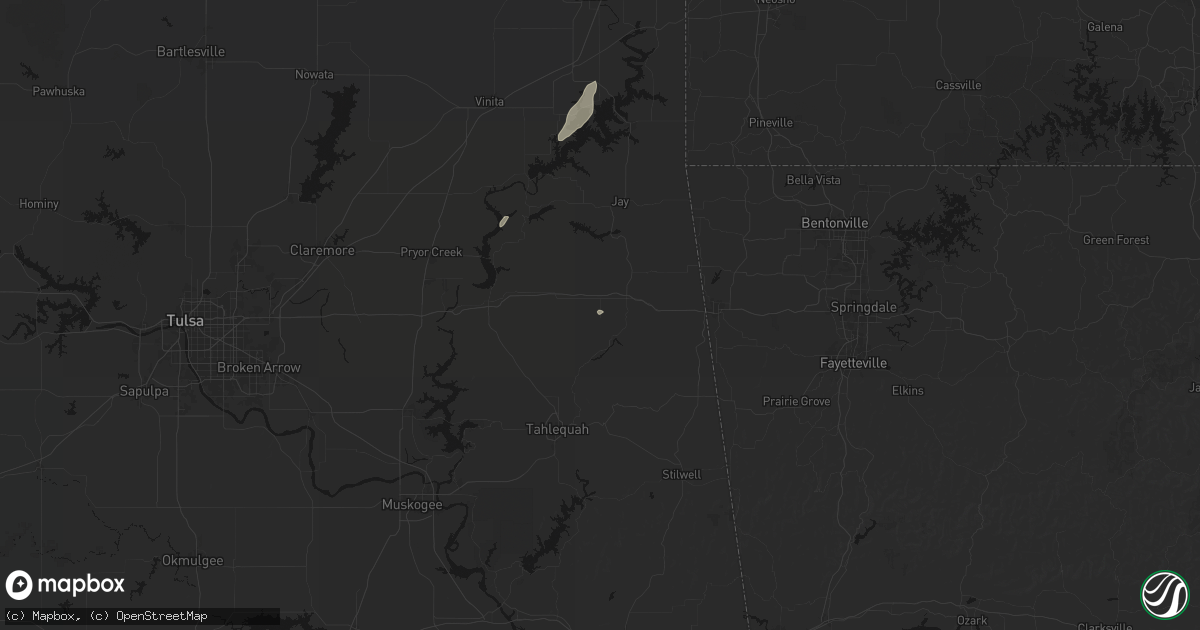 Hail map in Oaks, OK on September 20, 2026