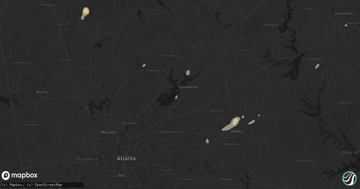 Hail map in Oakwood, GA on September 20, 2026