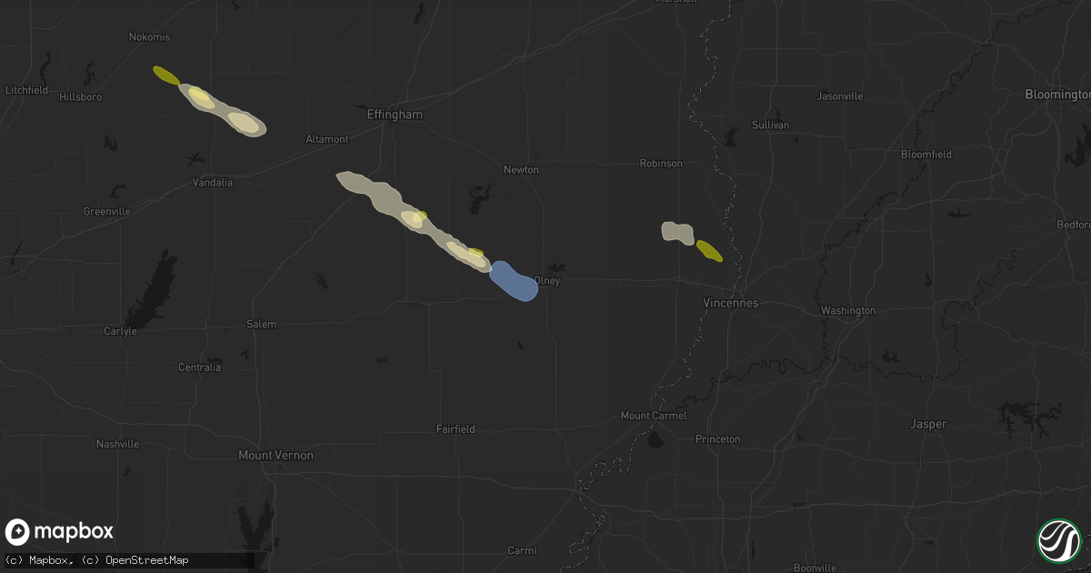 Hail map in Olney, IL on September 20, 2026
