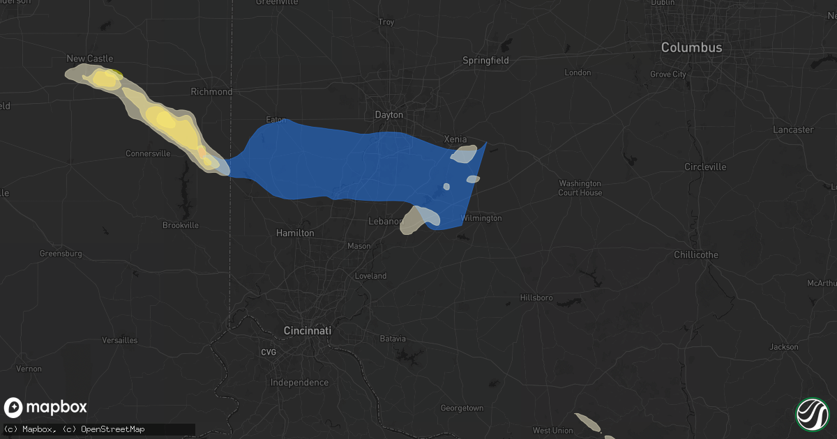 Hail map in Oregonia, OH on September 20, 2026