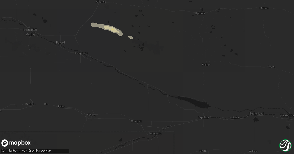 Hail map in Oshkosh, NE on September 20, 2026