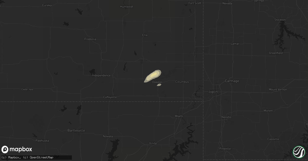 Hail map in Oswego, KS on September 20, 2026