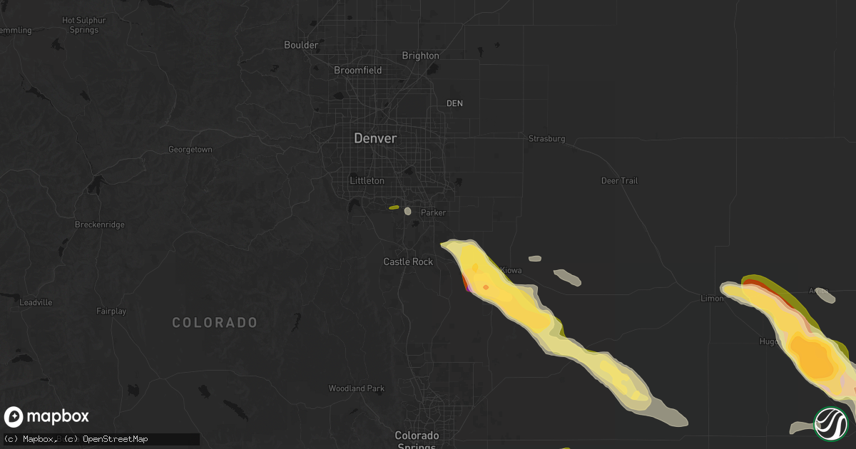 Hail map in Parker, CO on September 20, 2026
