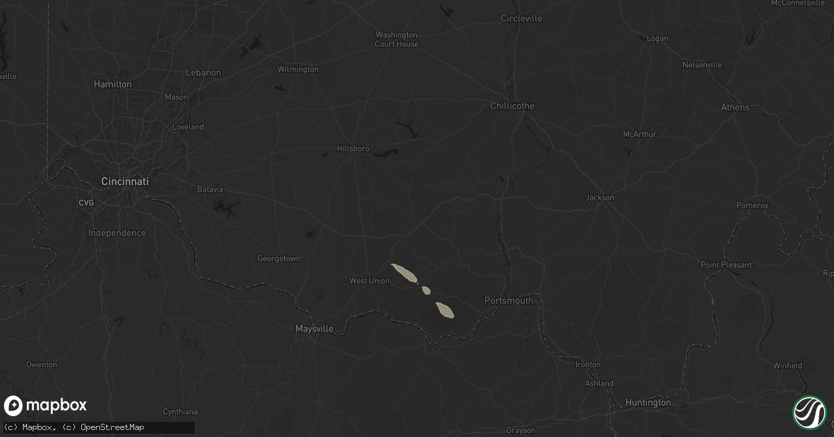 Hail map in Peebles, OH on September 20, 2026