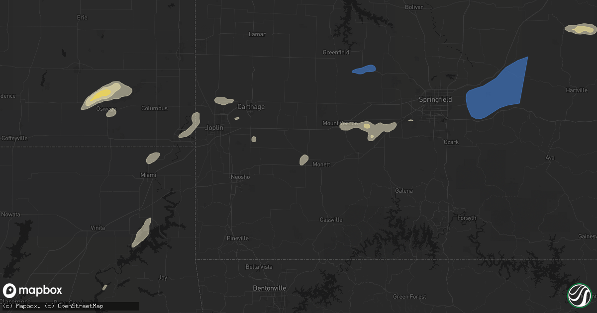 Hail map in Pierce City, MO on September 20, 2026