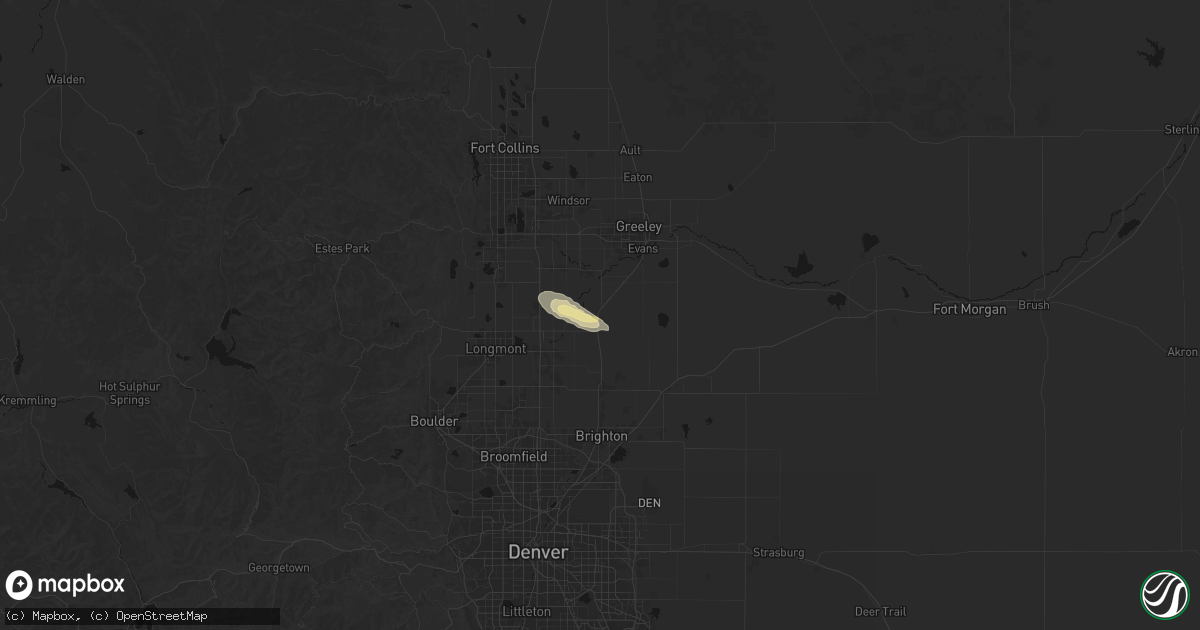 Hail map in Platteville, CO on September 20, 2026
