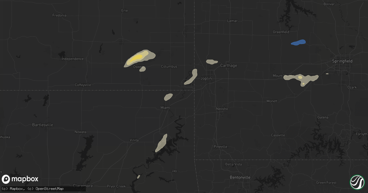 Hail map in Quapaw, OK on September 20, 2026