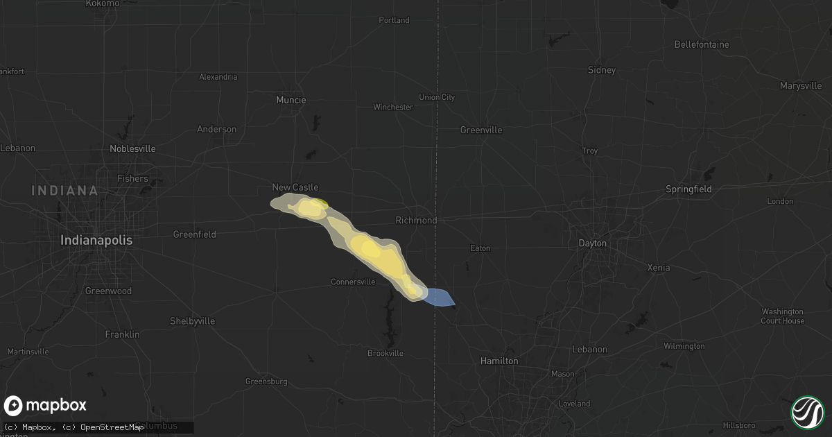 Hail map in Richmond, IN on September 20, 2026
