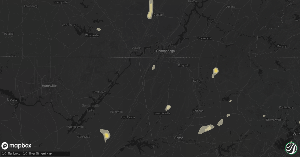 Hail map in Rising Fawn, GA on September 20, 2026