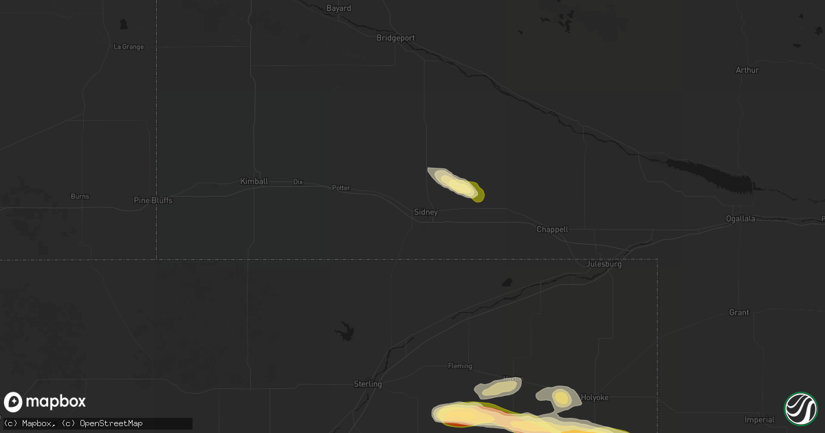 Hail map in Sidney, NE on September 20, 2026