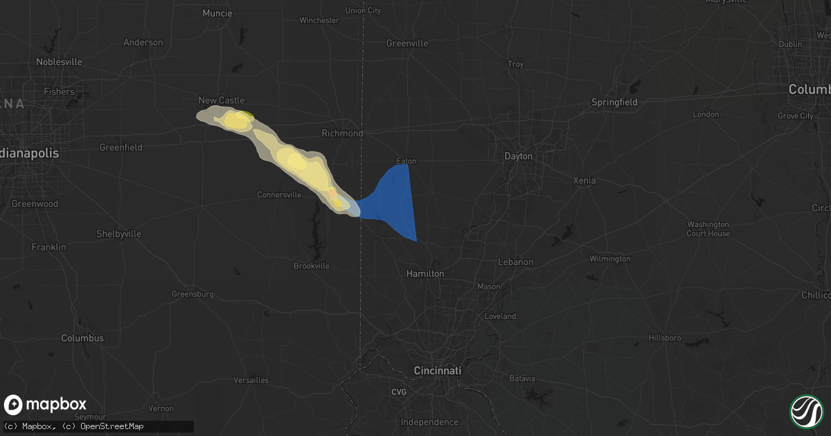 Hail map in Somerville, OH on September 20, 2026