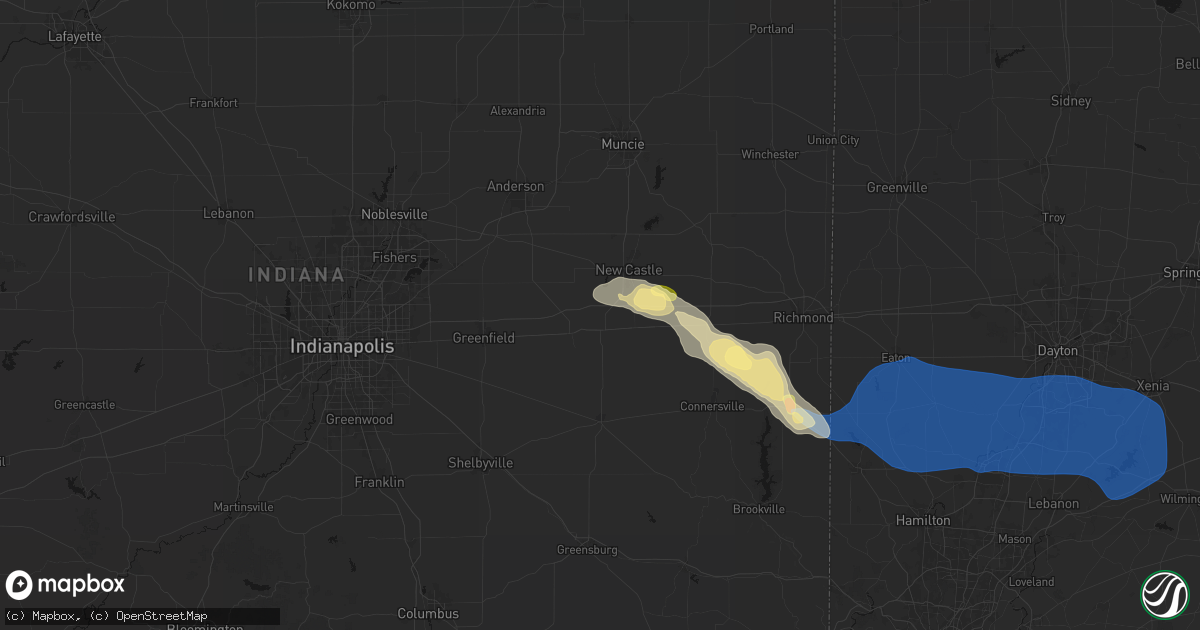 Hail map in Spiceland, IN on September 20, 2026