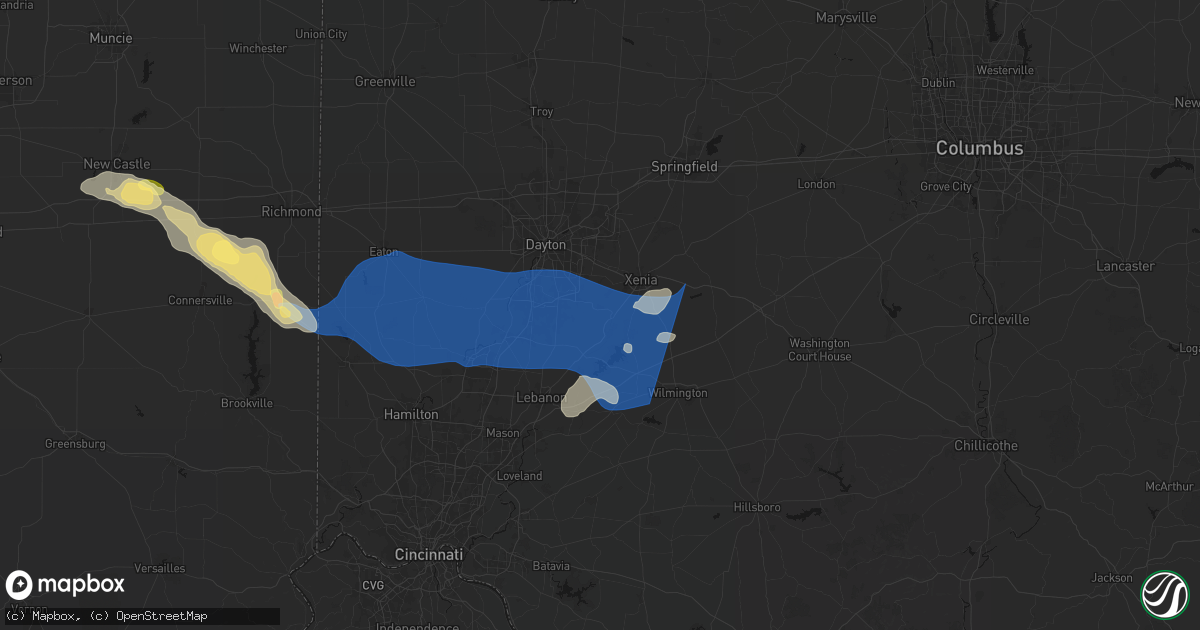 Hail map in Spring Valley, OH on September 20, 2026