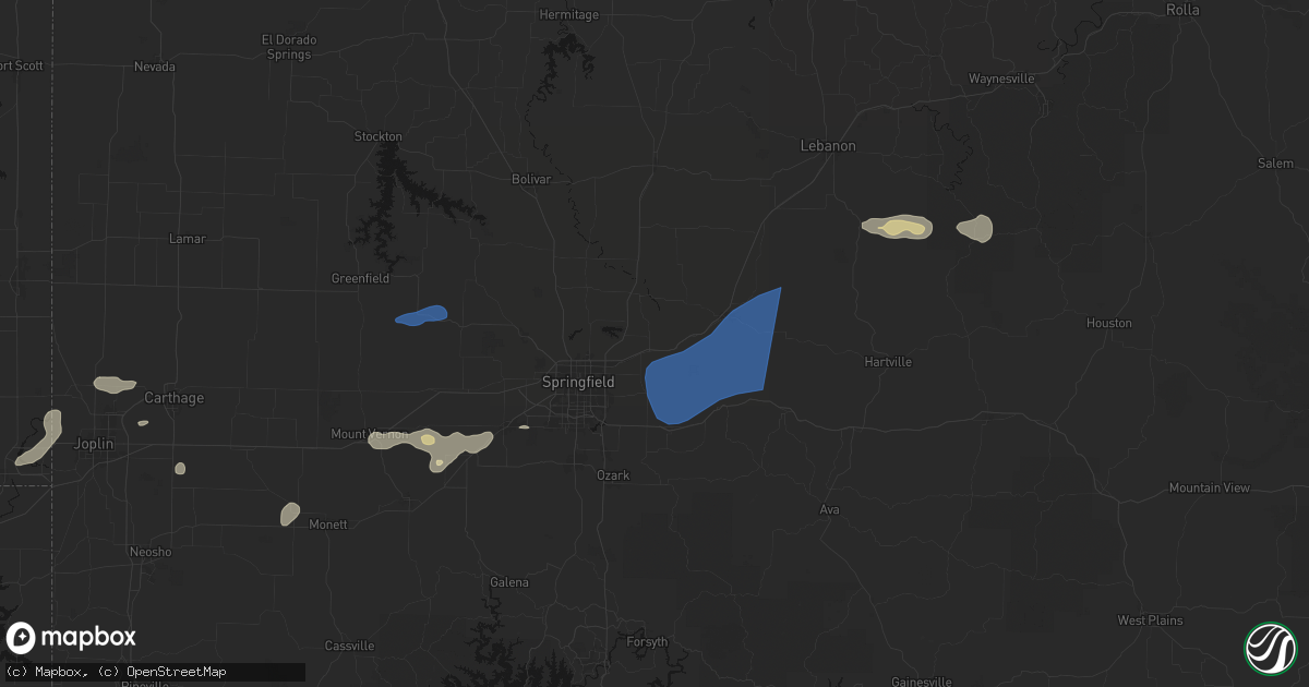 Hail map in Strafford, MO on September 20, 2026