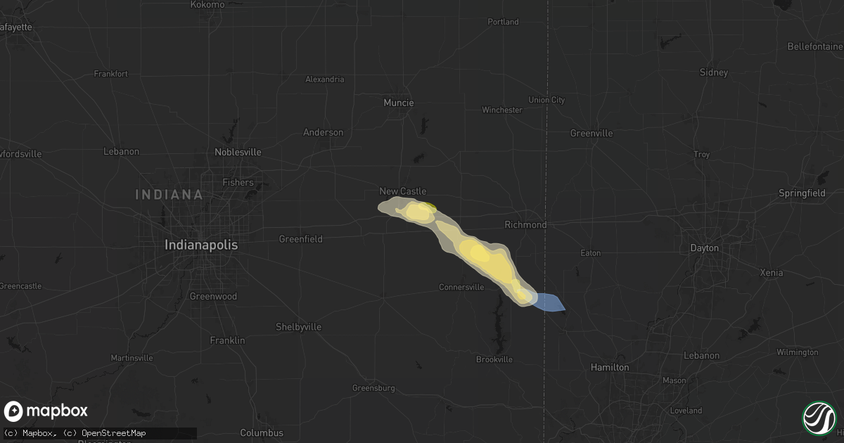 Hail map in Straughn, IN on September 20, 2026