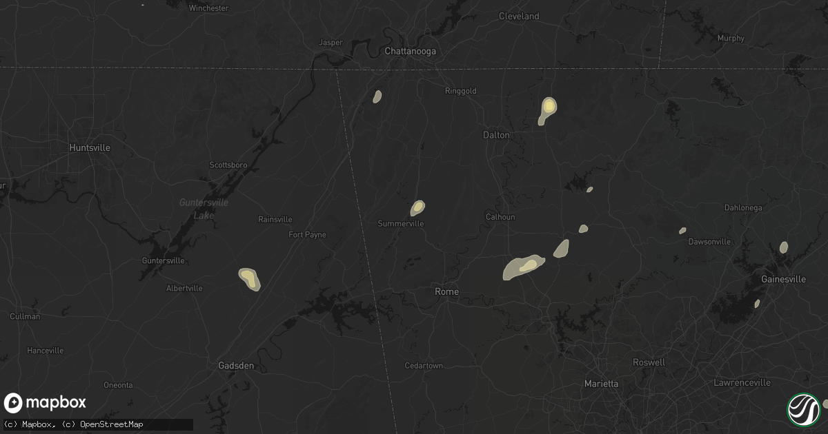 Hail map in Summerville, GA on September 20, 2026