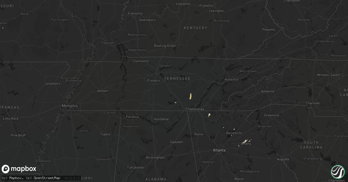 Hail map in Tennessee on September 20, 2026