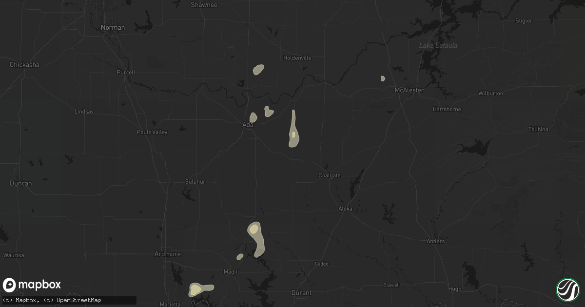 Hail map in Tupelo, OK on September 20, 2026