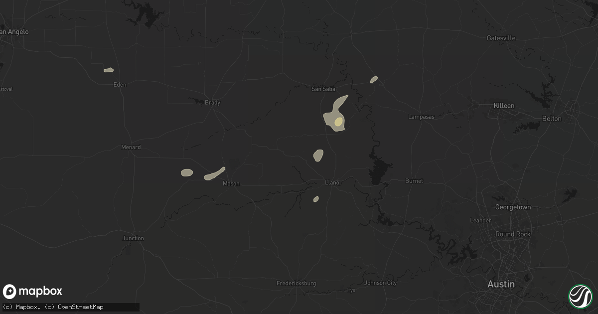 Hail map in Valley Spring, TX on September 20, 2026
