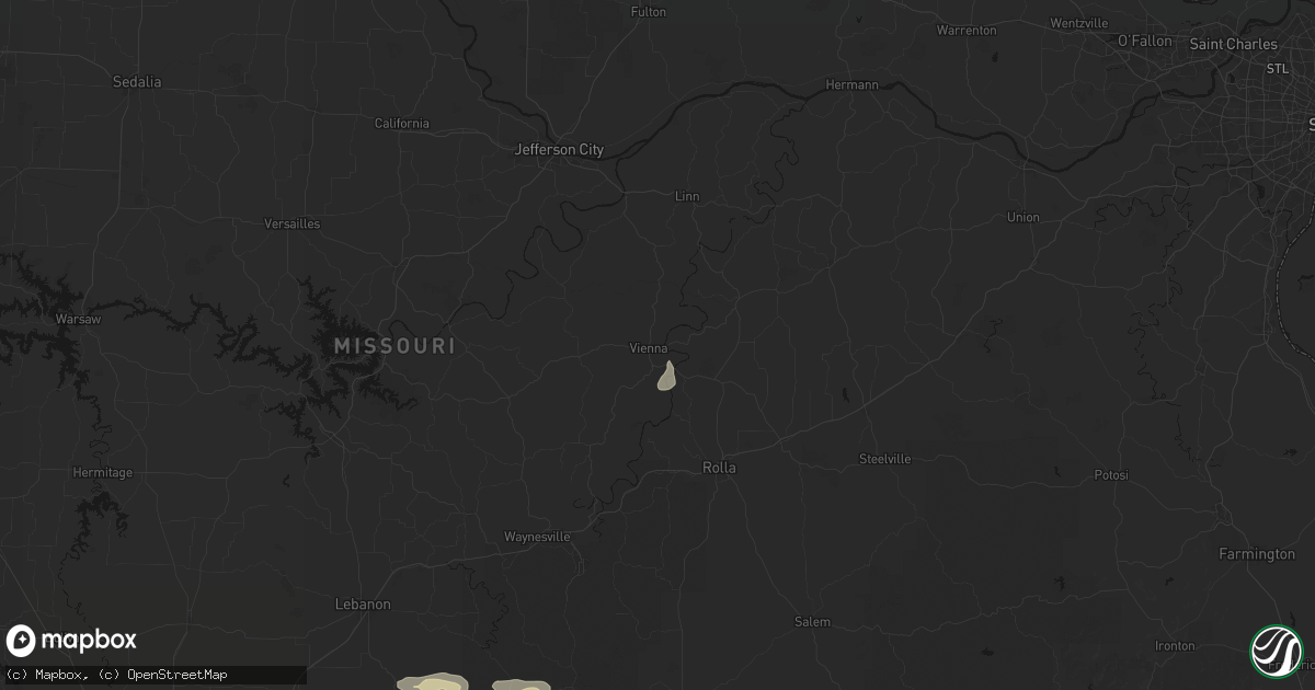 Hail map in Vienna, MO on September 20, 2026
