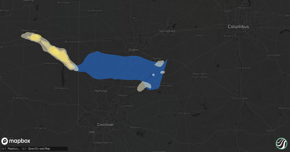 Hail map in Waynesville, OH on September 20, 2026