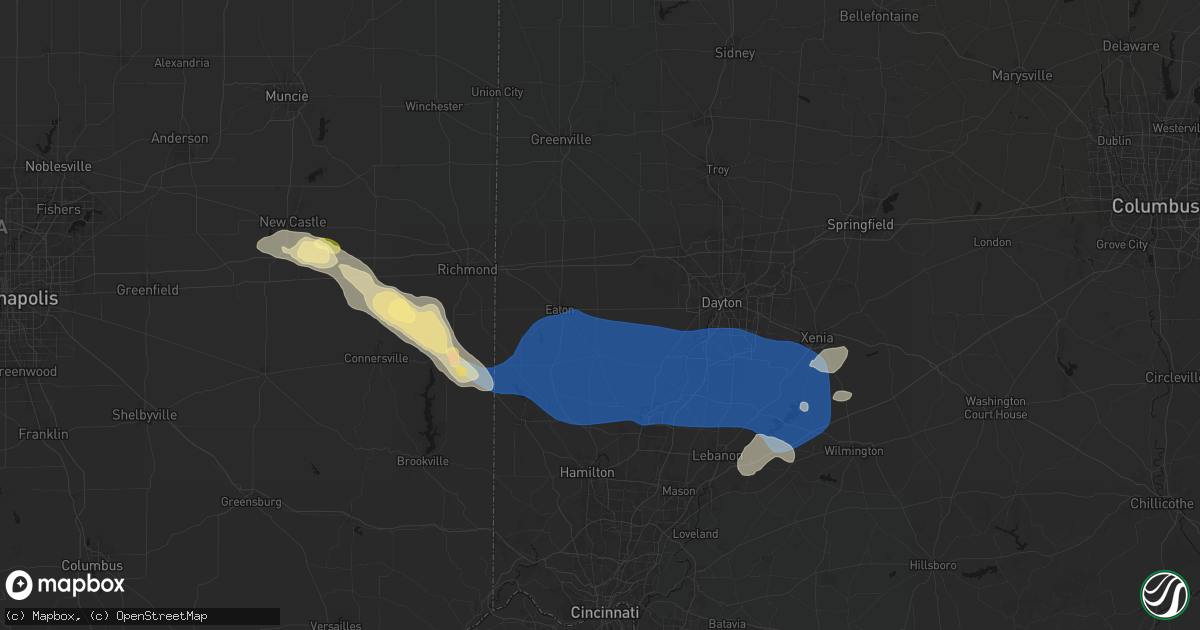 Hail map in West Alexandria, OH on September 20, 2026