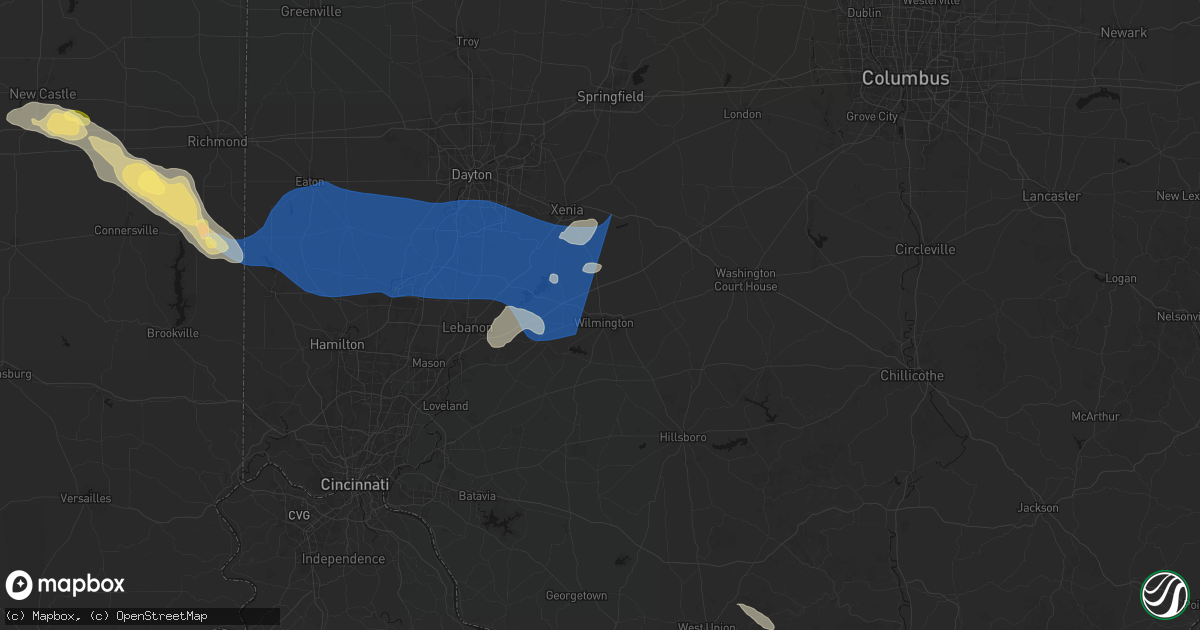 Hail map in Wilmington, OH on September 20, 2026