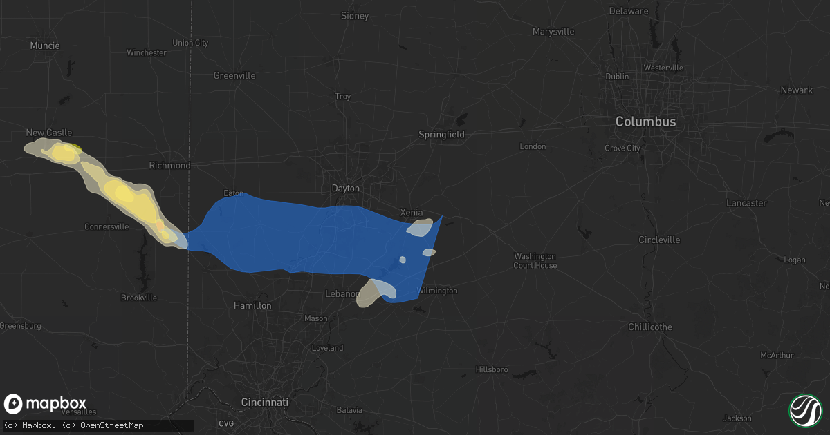 Hail map in Xenia, OH on September 20, 2026