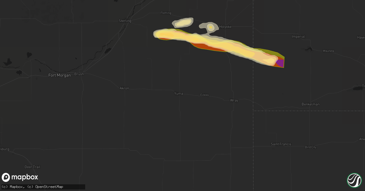 Hail map in Yuma, CO on September 20, 2026