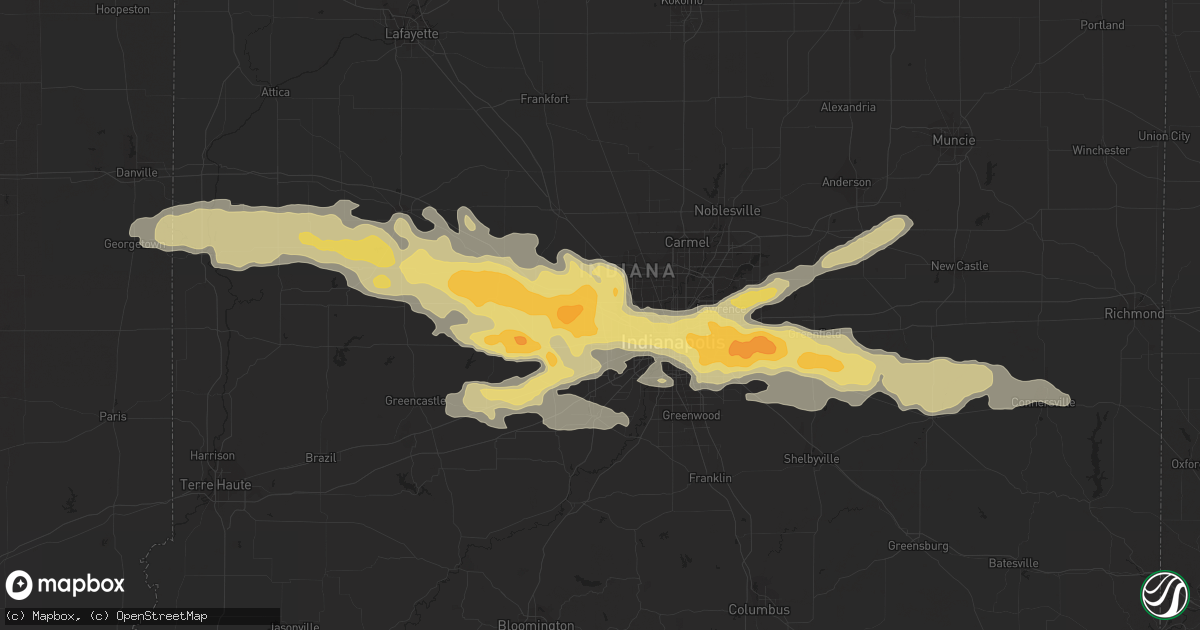 Hail map in Beech Grove, IN on September 21, 2012