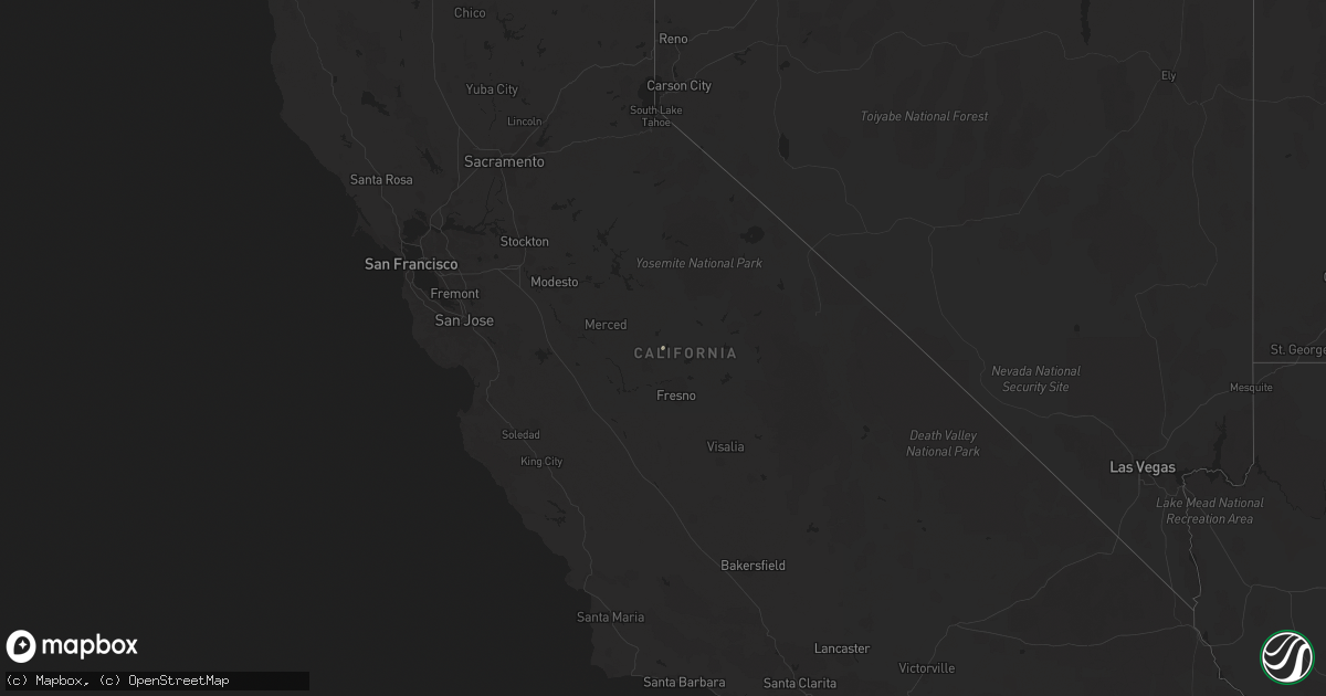 Hail map in California on September 21, 2013