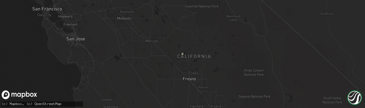 Hail map in Madera, CA on September 21, 2013