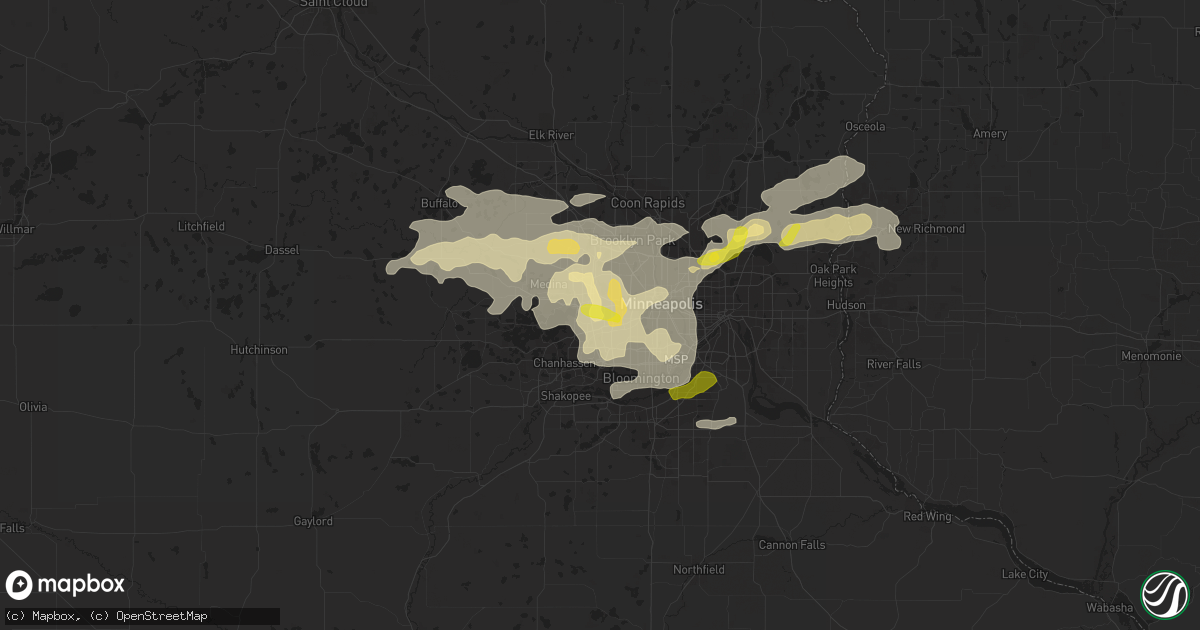 Hail map in Hopkins, MN on September 21, 2016