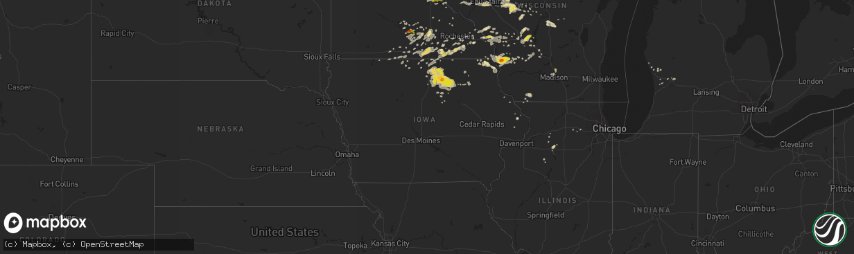 Hail map in Iowa on September 21, 2016