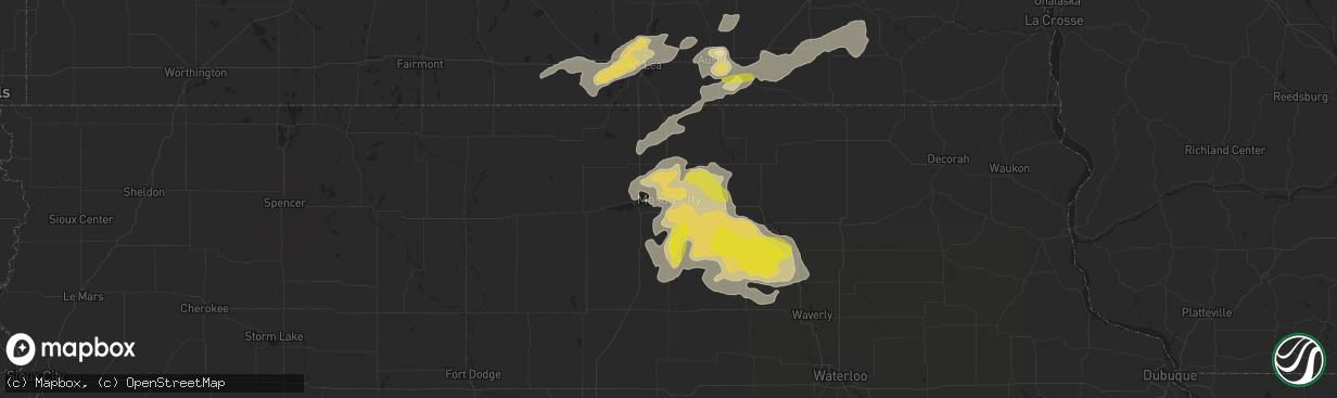 Hail map in Mason City, IA on September 21, 2016