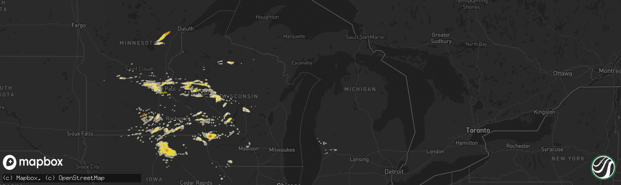 Hail map in Michigan on September 21, 2016