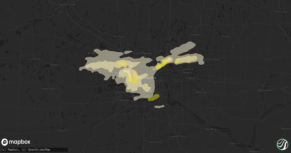 Hail map in Minneapolis, MN on September 21, 2016