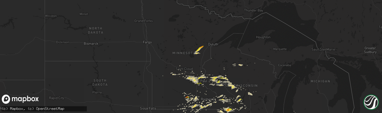 Hail map in Minnesota on September 21, 2016