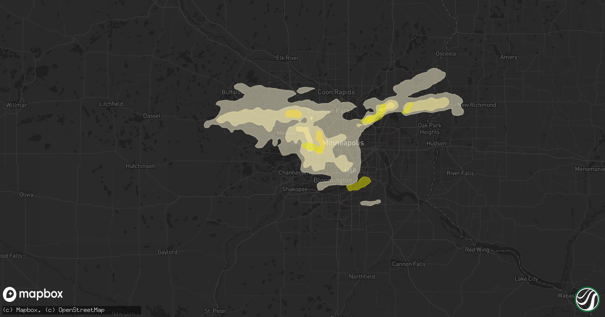 Hail map in Minnetonka, MN on September 21, 2016