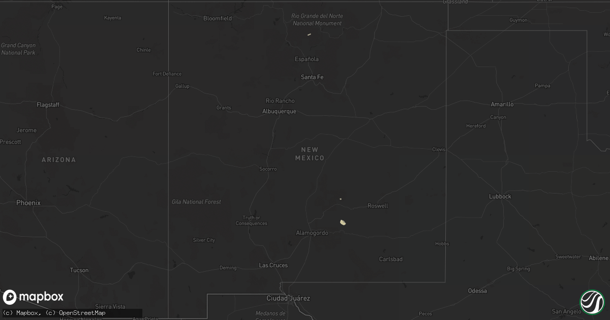 Hail map in New Mexico on September 21, 2016