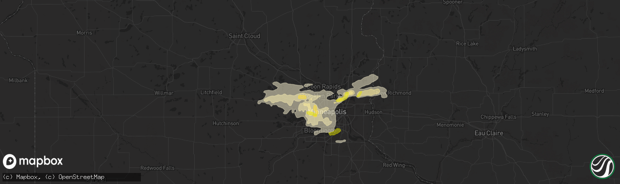 Hail map in Osseo, MN on September 21, 2016