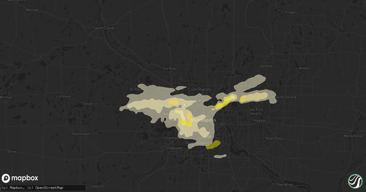Hail map in Osseo, MN on September 21, 2016