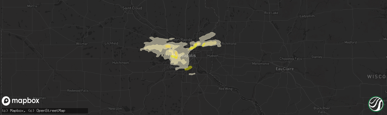 Hail map in Saint Paul, MN on September 21, 2016