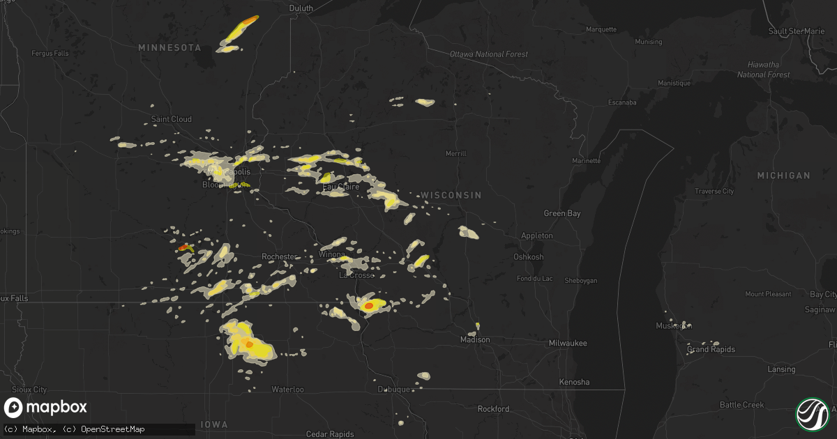 Hail map in Wisconsin on September 21, 2016