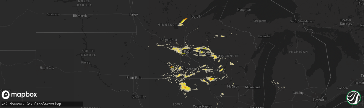 Hail map on September 21, 2016