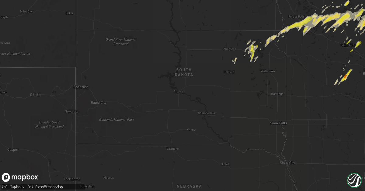 Hail map in South Dakota on September 21, 2017